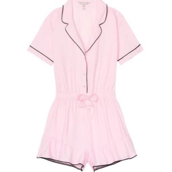 Victoria’s Secret Pink & Black Trim Satin Romper EUC SZ. S - Picture 10 of 10